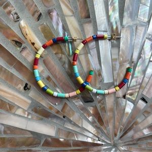 Rainbow Beaded Hoop Earrings